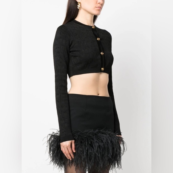 New Authentic Runway Versace croc-jacquard cropped cardigan - Picture 4 of 6